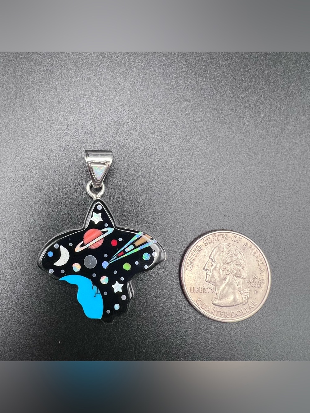 Sterling Silver Galaxy Micro Inlay Pendant - Eagle - Picture 5 of 5